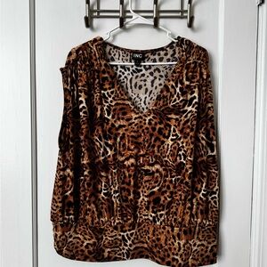 INC International Concepts Leopard-Print V-Neck Tunic Top - Brown & Black